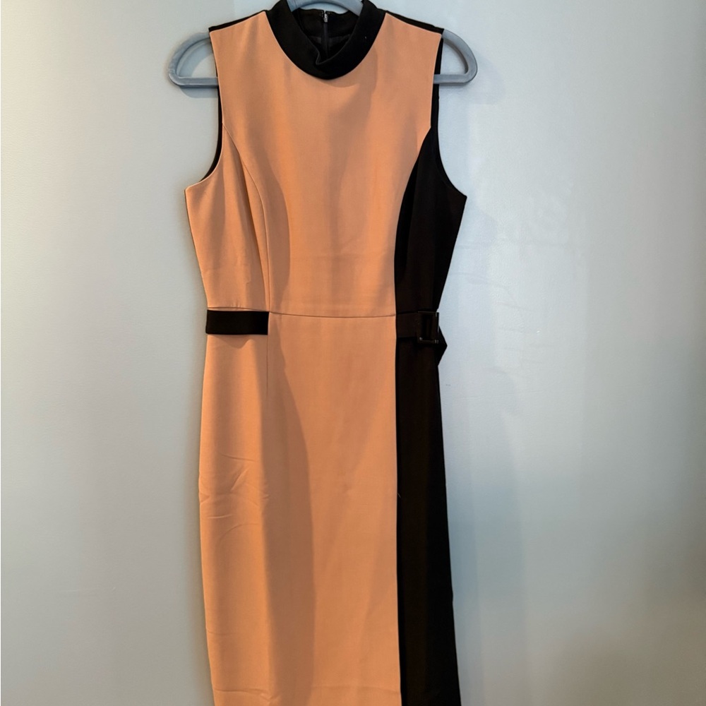 White House Black Market Orange and Black Sheath Dress